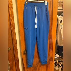 Blue women jogger pants with drawstring